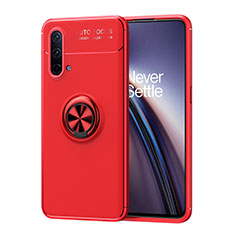 Coque Ultra Fine Silicone Souple Housse Etui avec Support Bague Anneau Aimante Magnetique SD1 pour OnePlus Nord CE 5G Rouge