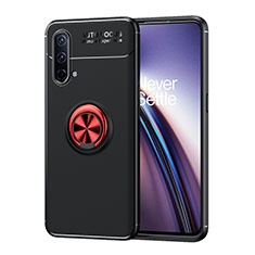 Coque Ultra Fine Silicone Souple Housse Etui avec Support Bague Anneau Aimante Magnetique SD1 pour OnePlus Nord CE 5G Rouge et Noir