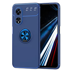 Coque Ultra Fine Silicone Souple Housse Etui avec Support Bague Anneau Aimante Magnetique SD1 pour Oppo A78 4G Bleu