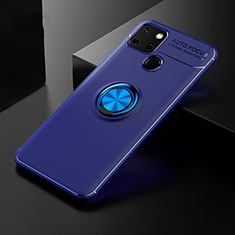 Coque Ultra Fine Silicone Souple Housse Etui avec Support Bague Anneau Aimante Magnetique SD1 pour Realme 7i RMX2193 Bleu