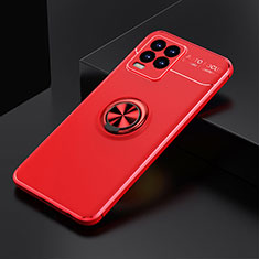 Coque Ultra Fine Silicone Souple Housse Etui avec Support Bague Anneau Aimante Magnetique SD1 pour Realme 8 Pro Rouge