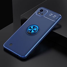 Coque Ultra Fine Silicone Souple Housse Etui avec Support Bague Anneau Aimante Magnetique SD1 pour Realme C20 Bleu