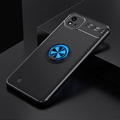 Coque Ultra Fine Silicone Souple Housse Etui avec Support Bague Anneau Aimante Magnetique SD1 pour Realme C20 Bleu et Noir