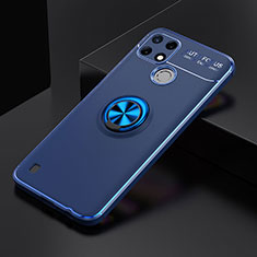 Coque Ultra Fine Silicone Souple Housse Etui avec Support Bague Anneau Aimante Magnetique SD1 pour Realme C25Y India Bleu