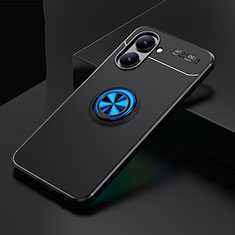 Coque Ultra Fine Silicone Souple Housse Etui avec Support Bague Anneau Aimante Magnetique SD1 pour Realme C33 Bleu et Noir