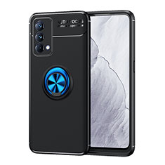 Coque Ultra Fine Silicone Souple Housse Etui avec Support Bague Anneau Aimante Magnetique SD1 pour Realme GT Master 5G Bleu et Noir