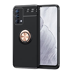 Coque Ultra Fine Silicone Souple Housse Etui avec Support Bague Anneau Aimante Magnetique SD1 pour Realme GT Master 5G Or et Noir