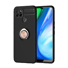 Coque Ultra Fine Silicone Souple Housse Etui avec Support Bague Anneau Aimante Magnetique SD1 pour Realme Q2i 5G Or et Noir