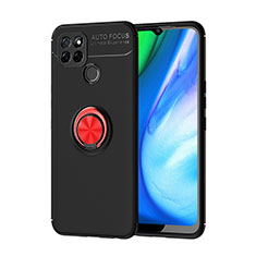 Coque Ultra Fine Silicone Souple Housse Etui avec Support Bague Anneau Aimante Magnetique SD1 pour Realme Q2i 5G Rouge et Noir