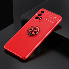 Coque Ultra Fine Silicone Souple Housse Etui avec Support Bague Anneau Aimante Magnetique SD1 pour Realme Q3 Pro 5G Rouge