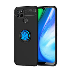 Coque Ultra Fine Silicone Souple Housse Etui avec Support Bague Anneau Aimante Magnetique SD1 pour Realme V3 5G Bleu et Noir