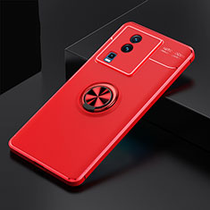 Coque Ultra Fine Silicone Souple Housse Etui avec Support Bague Anneau Aimante Magnetique SD1 pour Vivo iQOO Neo7 SE Rouge