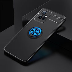 Coque Ultra Fine Silicone Souple Housse Etui avec Support Bague Anneau Aimante Magnetique SD1 pour Vivo iQOO Z6 5G Bleu et Noir