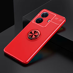 Coque Ultra Fine Silicone Souple Housse Etui avec Support Bague Anneau Aimante Magnetique SD1 pour Vivo T1 5G Rouge