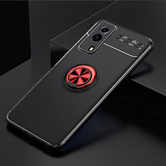 Coque Ultra Fine Silicone Souple Housse Etui avec Support Bague Anneau Aimante Magnetique SD1 pour Vivo T1x 5G Rouge et Noir