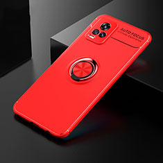 Coque Ultra Fine Silicone Souple Housse Etui avec Support Bague Anneau Aimante Magnetique SD1 pour Vivo V20 (2021) Rouge