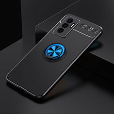 Coque Ultra Fine Silicone Souple Housse Etui avec Support Bague Anneau Aimante Magnetique SD1 pour Vivo V23e 5G Bleu et Noir