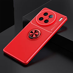 Coque Ultra Fine Silicone Souple Housse Etui avec Support Bague Anneau Aimante Magnetique SD1 pour Vivo X90 Pro 5G Rouge