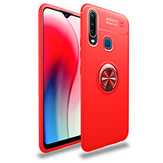 Coque Ultra Fine Silicone Souple Housse Etui avec Support Bague Anneau Aimante Magnetique SD1 pour Vivo Y15 Rouge