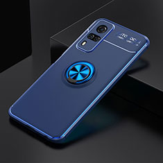 Coque Ultra Fine Silicone Souple Housse Etui avec Support Bague Anneau Aimante Magnetique SD1 pour Vivo Y31 (2021) Bleu