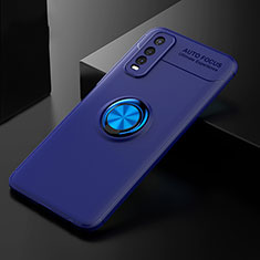 Coque Ultra Fine Silicone Souple Housse Etui avec Support Bague Anneau Aimante Magnetique SD1 pour Vivo Y50t Bleu