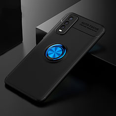 Coque Ultra Fine Silicone Souple Housse Etui avec Support Bague Anneau Aimante Magnetique SD1 pour Vivo Y50t Bleu et Noir