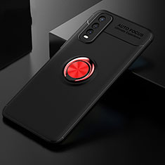 Coque Ultra Fine Silicone Souple Housse Etui avec Support Bague Anneau Aimante Magnetique SD1 pour Vivo Y50t Rouge et Noir