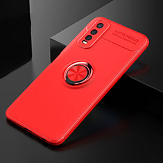 Coque Ultra Fine Silicone Souple Housse Etui avec Support Bague Anneau Aimante Magnetique SD1 pour Vivo Y51s 5G Rouge