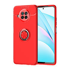 Coque Ultra Fine Silicone Souple Housse Etui avec Support Bague Anneau Aimante Magnetique SD1 pour Xiaomi Mi 10i 5G Rouge