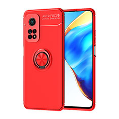 Coque Ultra Fine Silicone Souple Housse Etui avec Support Bague Anneau Aimante Magnetique SD1 pour Xiaomi Mi 10T 5G Rouge