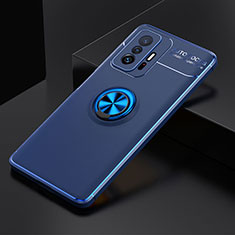 Coque Ultra Fine Silicone Souple Housse Etui avec Support Bague Anneau Aimante Magnetique SD1 pour Xiaomi Mi 11T 5G Bleu