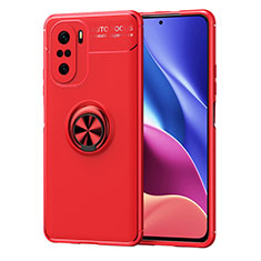 Coque Ultra Fine Silicone Souple Housse Etui avec Support Bague Anneau Aimante Magnetique SD1 pour Xiaomi Mi 11X 5G Rouge