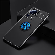 Coque Ultra Fine Silicone Souple Housse Etui avec Support Bague Anneau Aimante Magnetique SD1 pour Xiaomi Mi 13 Lite 5G Bleu et Noir