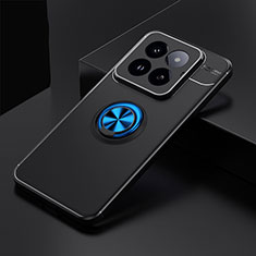 Coque Ultra Fine Silicone Souple Housse Etui avec Support Bague Anneau Aimante Magnetique SD1 pour Xiaomi Mi 14 Pro 5G Bleu et Noir