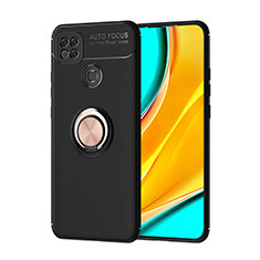 Coque Ultra Fine Silicone Souple Housse Etui avec Support Bague Anneau Aimante Magnetique SD1 pour Xiaomi POCO C3 Or et Noir