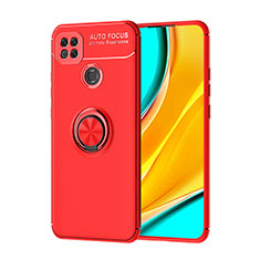 Coque Ultra Fine Silicone Souple Housse Etui avec Support Bague Anneau Aimante Magnetique SD1 pour Xiaomi POCO C3 Rouge