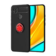 Coque Ultra Fine Silicone Souple Housse Etui avec Support Bague Anneau Aimante Magnetique SD1 pour Xiaomi POCO C3 Rouge et Noir