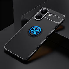 Coque Ultra Fine Silicone Souple Housse Etui avec Support Bague Anneau Aimante Magnetique SD1 pour Xiaomi Poco C65 Bleu et Noir