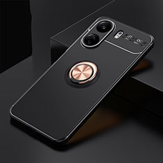 Coque Ultra Fine Silicone Souple Housse Etui avec Support Bague Anneau Aimante Magnetique SD1 pour Xiaomi Poco C65 Or et Noir