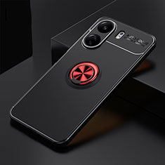 Coque Ultra Fine Silicone Souple Housse Etui avec Support Bague Anneau Aimante Magnetique SD1 pour Xiaomi Poco C65 Rouge et Noir