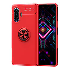 Coque Ultra Fine Silicone Souple Housse Etui avec Support Bague Anneau Aimante Magnetique SD1 pour Xiaomi Poco F3 GT 5G Rouge