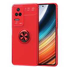 Coque Ultra Fine Silicone Souple Housse Etui avec Support Bague Anneau Aimante Magnetique SD1 pour Xiaomi Poco F4 5G Rouge