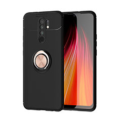 Coque Ultra Fine Silicone Souple Housse Etui avec Support Bague Anneau Aimante Magnetique SD1 pour Xiaomi Poco M2 Or et Noir