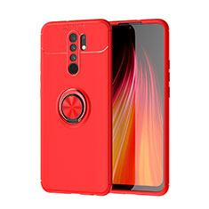 Coque Ultra Fine Silicone Souple Housse Etui avec Support Bague Anneau Aimante Magnetique SD1 pour Xiaomi Poco M2 Rouge