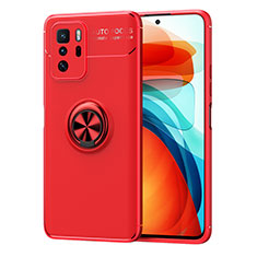 Coque Ultra Fine Silicone Souple Housse Etui avec Support Bague Anneau Aimante Magnetique SD1 pour Xiaomi Poco X3 GT 5G Rouge