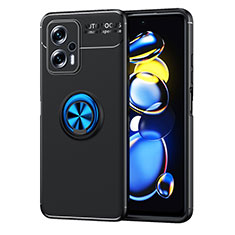 Coque Ultra Fine Silicone Souple Housse Etui avec Support Bague Anneau Aimante Magnetique SD1 pour Xiaomi Poco X4 GT 5G Bleu et Noir