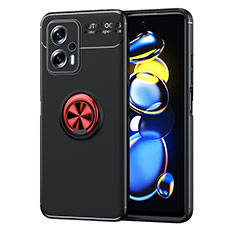 Coque Ultra Fine Silicone Souple Housse Etui avec Support Bague Anneau Aimante Magnetique SD1 pour Xiaomi Poco X4 GT 5G Rouge et Noir