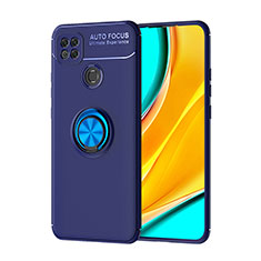 Coque Ultra Fine Silicone Souple Housse Etui avec Support Bague Anneau Aimante Magnetique SD1 pour Xiaomi Redmi 9 Activ Bleu