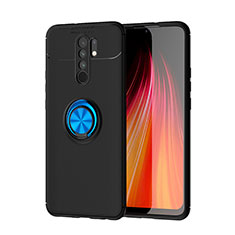 Coque Ultra Fine Silicone Souple Housse Etui avec Support Bague Anneau Aimante Magnetique SD1 pour Xiaomi Redmi 9 Bleu et Noir