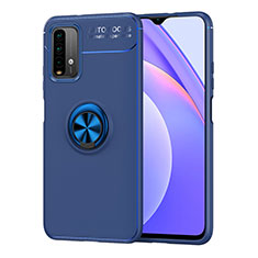 Coque Ultra Fine Silicone Souple Housse Etui avec Support Bague Anneau Aimante Magnetique SD1 pour Xiaomi Redmi 9 Power Bleu